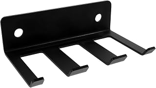 Barbell Wall Mount Holder for Squat Rack Hooks, Vertical Single Barbell Storage Rack with Jump Rope and Weight Belt Organizer, Space-saving Home Gym Accessory