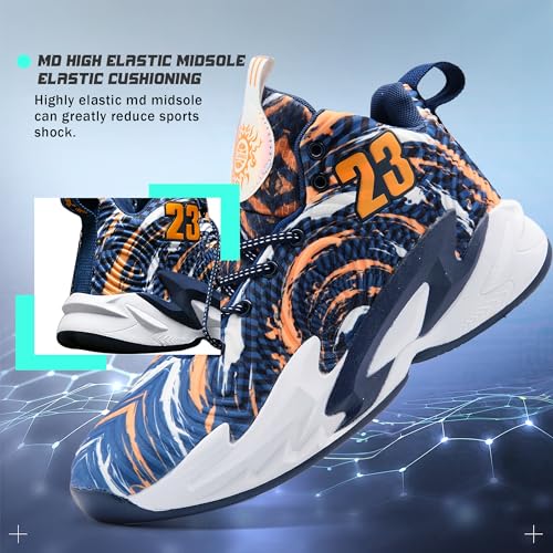 Image of Men's Basketball Shoes Fashionable Breathable Anti Slip Sports Shoes Outdoor Running Fitness Training Shoes