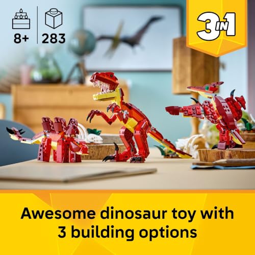 LEGO Creator 3 in 1 Fierce Dinosaur 31379 | Building Toys for Boys & Girls, Ages 8+, 3 Building Options, For Display or Play, 283 Pieces, Gift for Birthdays - image 2