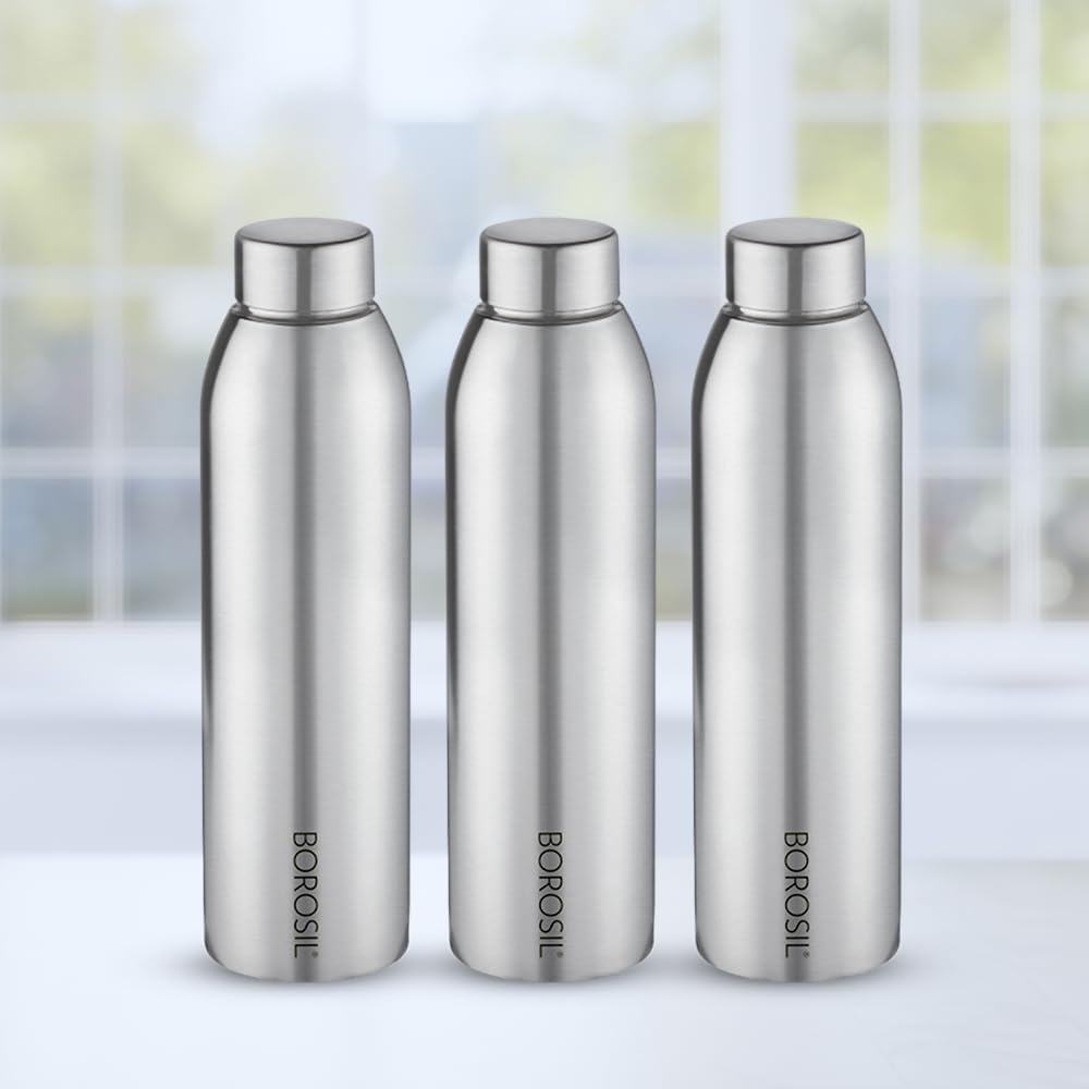 Borosil Hydra Easy Sip Stainless Steel 750 ml Water Bottle | Single Wall, Leakproof, BPA Free| Bottle for Office, School, College & Gym | Silver (Pack of 3) (B0D22F4QRR) Amazon Price History, Amazon Price Tracker