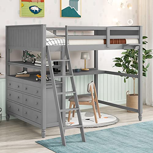 Buy Loft Bed Full Size Wood loft Bed with Desk Loft Bed with Storage