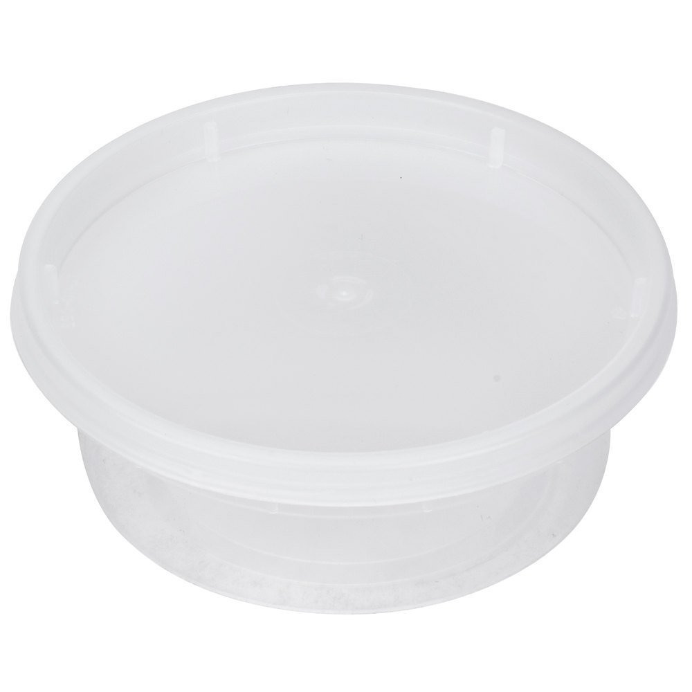 8 Ounce Plastic Take-Out Microwave Soup Food Container with lids, 25-Count