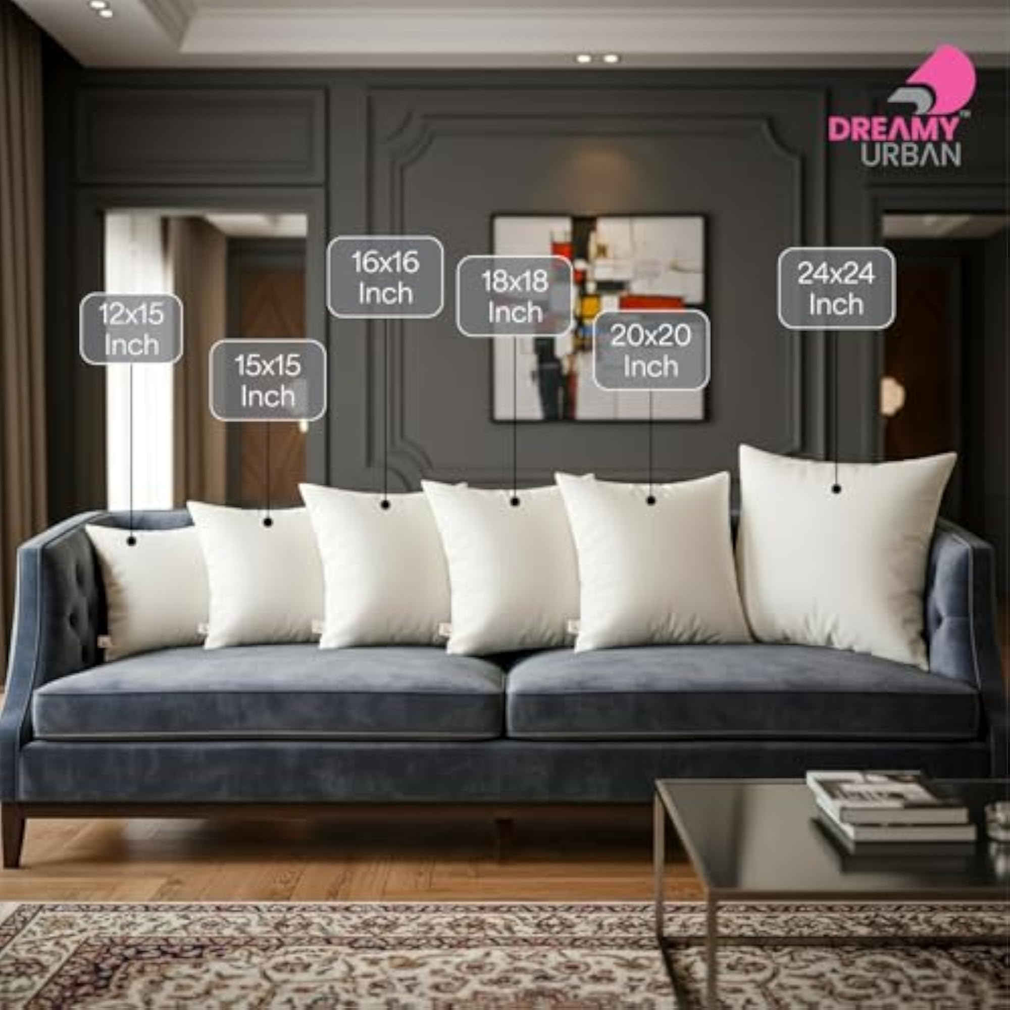 Cushion Inserts, Set of 4, 24x24 Inch