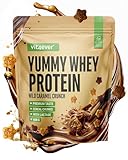 vit4ever Yummy Whey Proteinpulver - Wild Caramel Crunch mit Chunks - Bis zu 22g Protein pro Portion - ideal zum Muskelaufbau und -erhalt - Mit Laktase & deutscher Molke (908g)