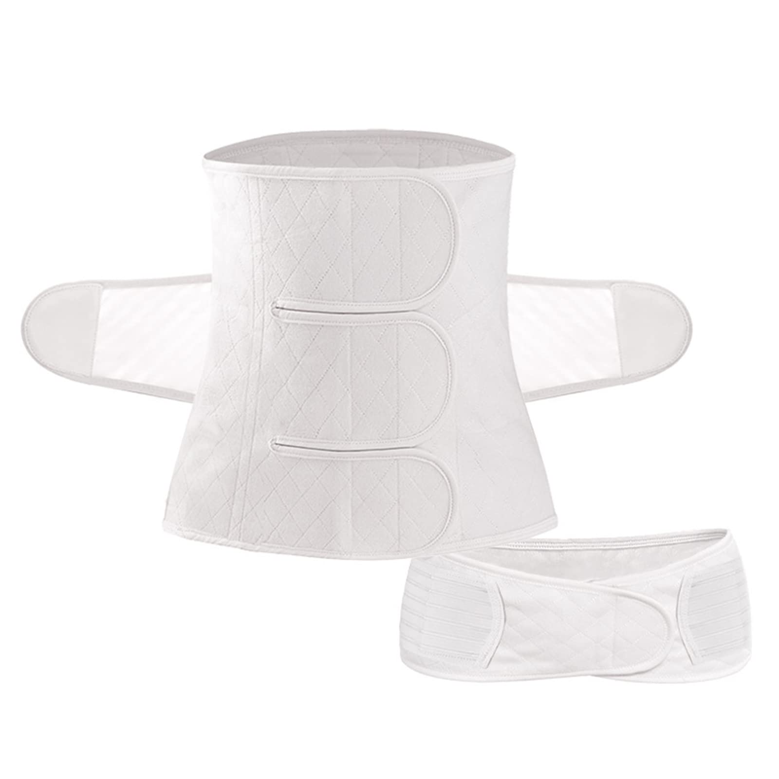 2 en 1 Postparto Vientre Envoltura Cintura Pelvis Cinturón C-sección Nacimiento Natural Soporte para la espalda Faja Cinturón de recuperación posparto Carpeta abdominal Esencial posparto,M,Blanco