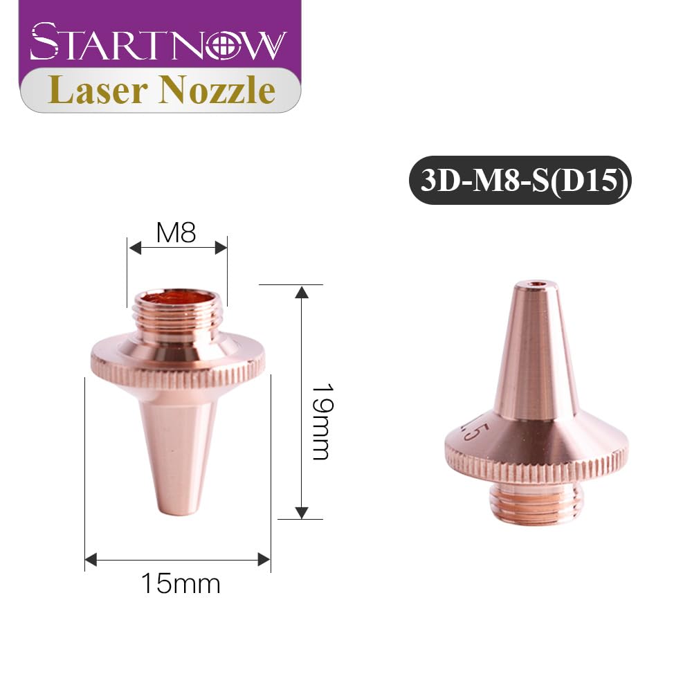 Startnow Testa della macchina per saldatura laser a braccio 3D Ugelli laser Manipolatore automatico in fibra Dispositivo di taglio CNC Precitec Raytools Parts (3D-M8-D (D15) 10 pezzi, 2,0 mm)