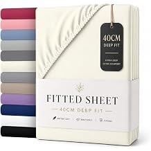 Rohi 40cm Deep Microfibre Super King Fitted Sheet  Comfy Soft & Breathable Deep Fitted Sheet with Elasticated Corners   Hypoallergenic & Durable Bed Sheet Cream, 180 x 200cm