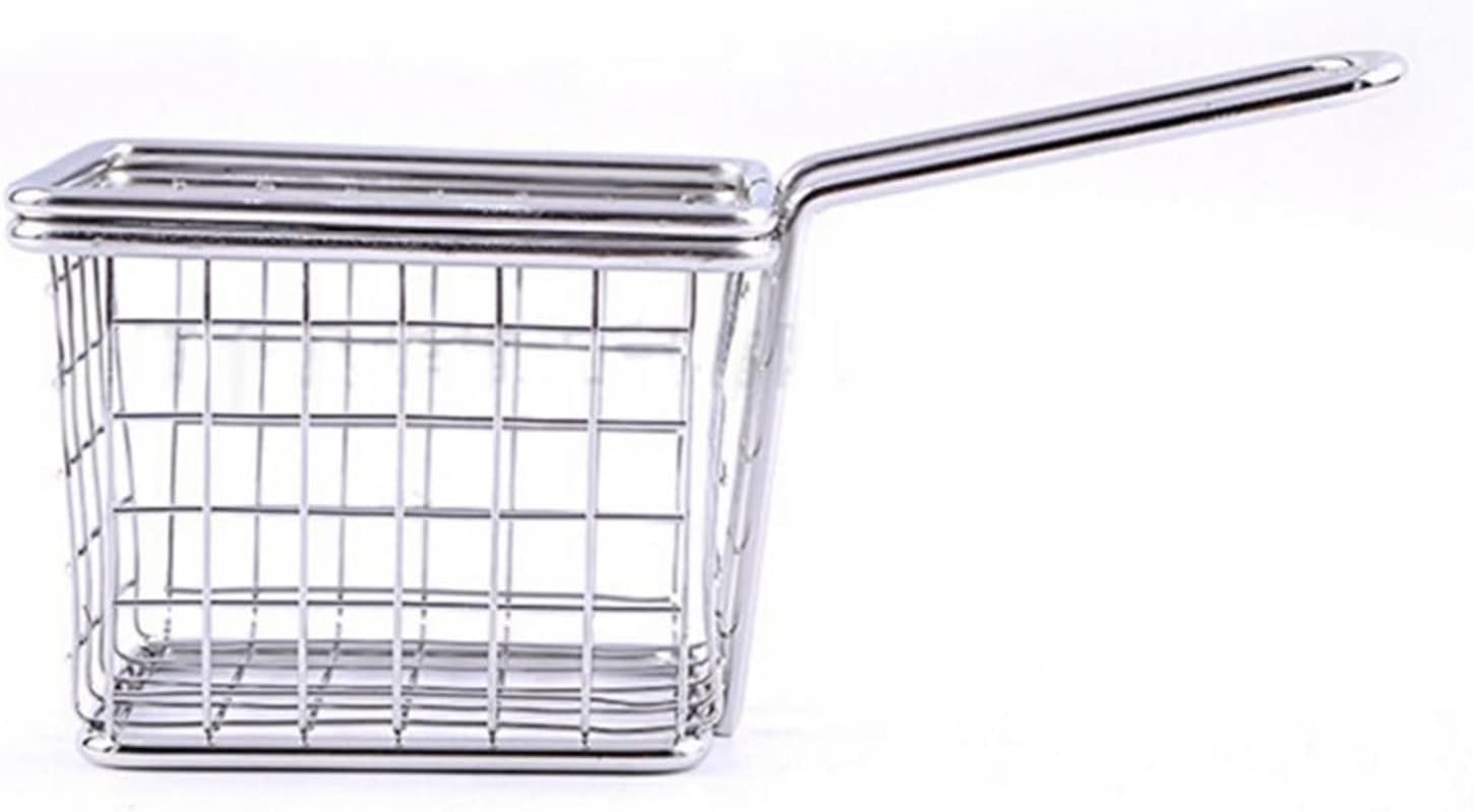 Fryer Basket, Fryer Basket/Skimmer Spoon Stainless Steel Fries Baskets Food Display Strainers Fry Baskets Potato Cooking Tools Snack Fries Baskets Strainer Basket