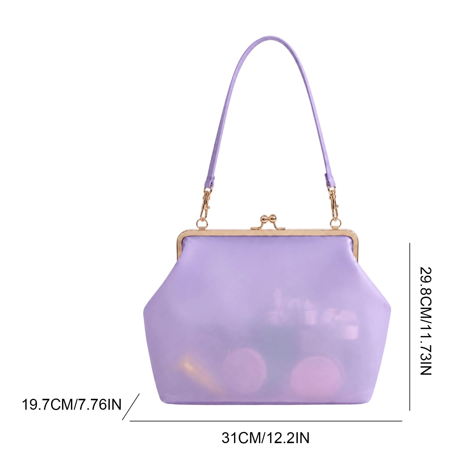Damska torba na ramię z PVC Kiss Lock półprzezroczysta wodoodporna