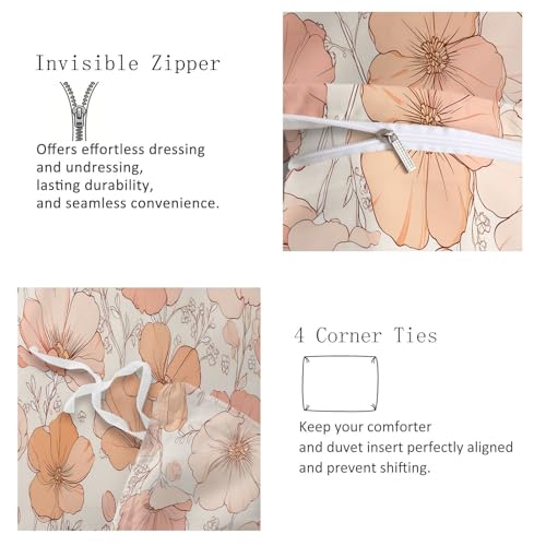 Housse de Couette 200x200cm Anti-Plis en Microfibre Douce Rose Fleur - 4
