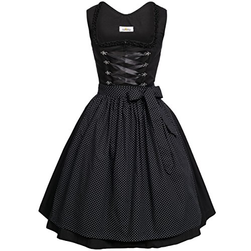 Dirndl Damen Almsach Midi Amelie in Schwarz