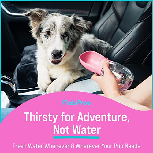Malsipree Dog Water Bottle, Leak Proof Portable Puppy Water Dispenser With Drinking Feeder For Pets Outdoor Walking, Hiking, Travel, Food Grade Plastic (12Oz, Pink) #TOP3