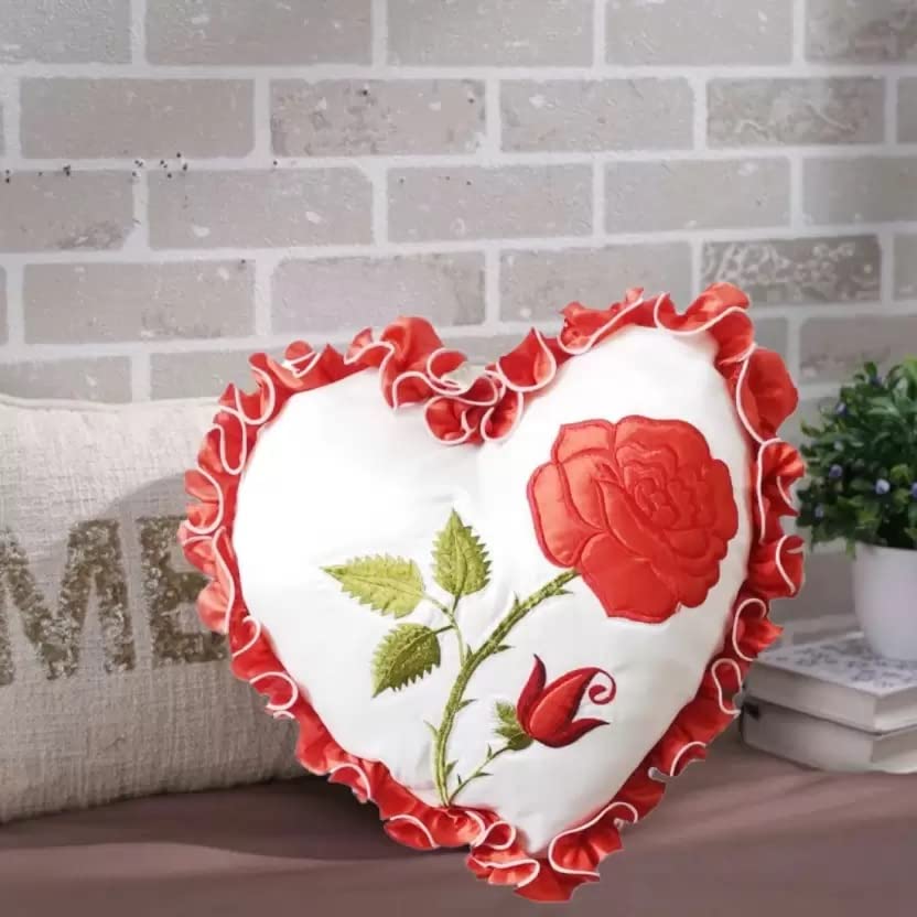 Eden Home Decor Embroidery Rose Applique Heart Filled Cushion Pack of 1