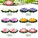 PietyPet 12pcs Floating Foam Lotus Flowers with Lily Pads, Artificial Pond Plants Ornaments for Pool Aquarium Water Decoration, Colorful