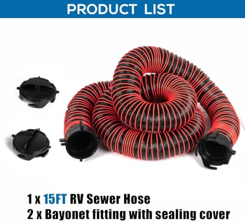 Image of 15FT RV Sewer Hose Extension Camper Sewer Hose Extension with Caps