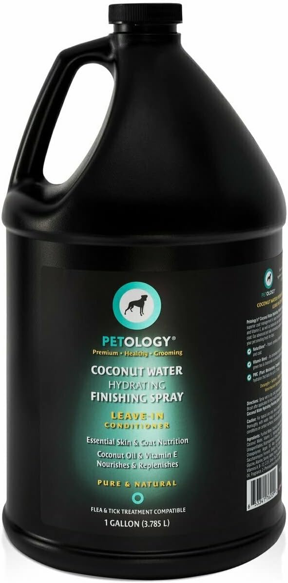 Petology Coconut Water Hydrating Leave in Conditioner Finishing Spray for Pets, 1 Gallon - for Dogs and Cats, Natural, Aids Brushing and…