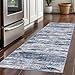 SIILOOM 2x5 Modern Abstract Runner Rug for Hallways, Navy Blue Gray Neutral Multi Super Soft Hallway Decor Kitchen Rugs with Non-Slip, Non-Shedding Washable Rug for Hallways Entryway Bedroom Indoor