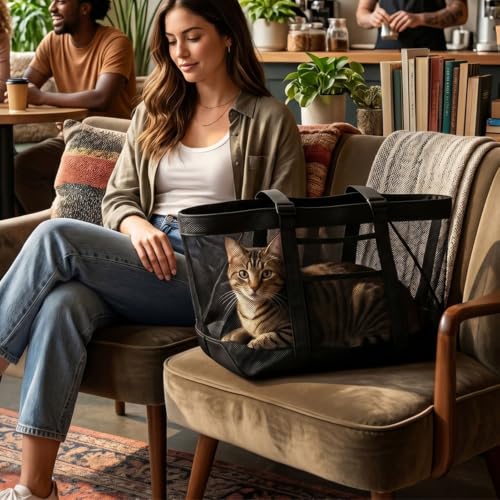 Bolsa de transporte para gatos flexible que alivia el estrés del animal en visitas veterinarias 5