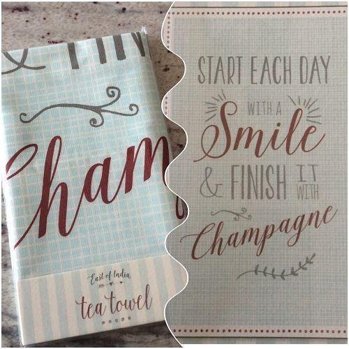 East Of India: Cotton Tea Towel - Start With A Smile