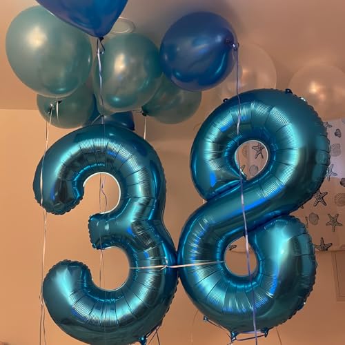 image for Lingqiang Blue 2 Balloons, 40 Inch Large Foil Number Balloons Set 0-9,