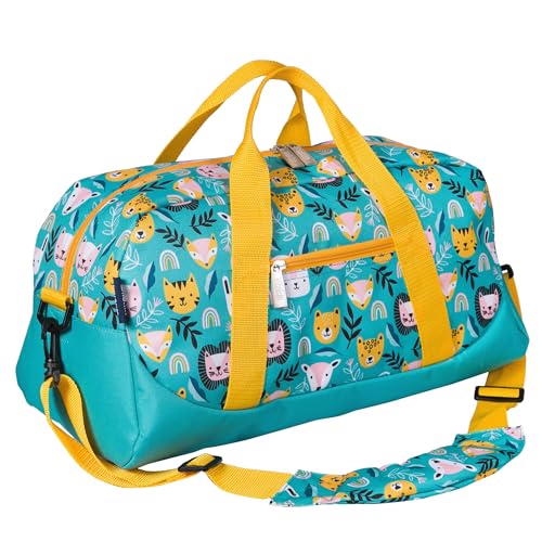 Image of Wildkin Kids Overnighter Duffel Bag - Carry-On Travel Bag for School & Sleepovers, Lightweight, Durable, Boys & Girls Ages 4-15 - Party Animals