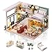 Cuteefun Miniature Casa delle Bambole con Copertura Antipolvere Musica e Mobili, Bricolage Creativo Adulti, Casa in Miniatura Fai da Te da Costruire, Regalo Compleanno per Le Donne, Vita Confortevole