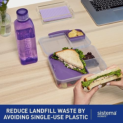 Sistema Square Water Bottles, Blue/Teal, 2 x 1L - Image 2