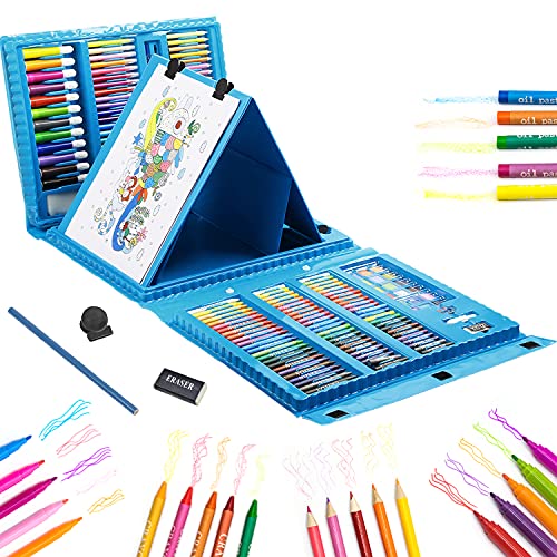 208 Pieces Art Supplies Kids Art Set Drawing Kit Coloring Case Kit Painting & Drawing Art Kits for Kids 9-12 Gifts Toys
