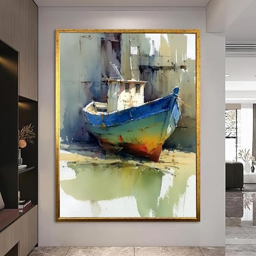 Impression aquarelle de bateau tableau mer decoration interieure cotiere cadre