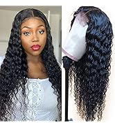 LUMIERE Hair Deep Wave Human Hair 4x4 Lace Front Wigs for Black Women 20 inch Brazilian Virgin Ha...