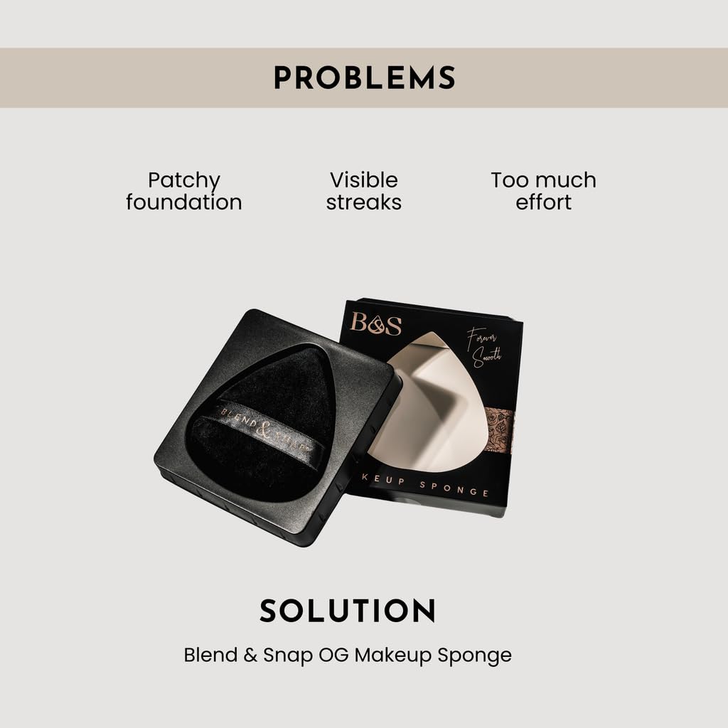 BLEND & SNAP Large Velour Triangle Makeup Puff for Smooth & Flawless Coverage – Blotting Sponge for Foundation & Concealer / Powder Press Pad – Precision Tip for Easy Application – Makeup Artist