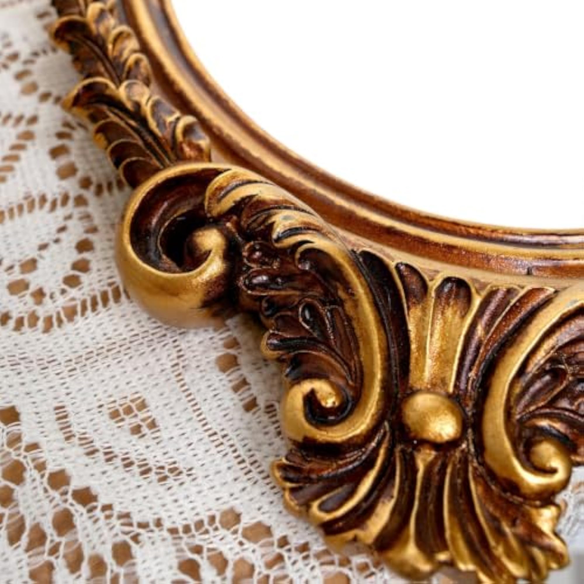 Elegant Baroque-Style Oval Mirror with Gold Resin Frame