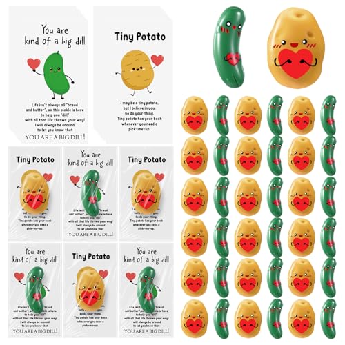 Huwena 150 Sets Coworkers Valentines Gifts Positive Tiny Potato Pickle