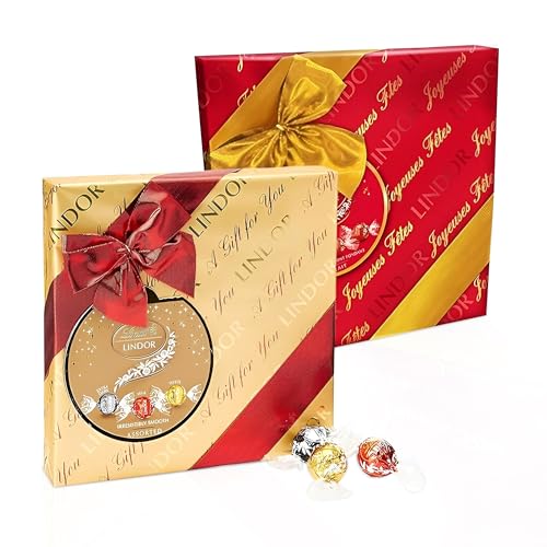 Assorted Lindt Chocolates Gift Box - Luxury Pack of 2 x 287g Selection of Chocolate Truffles Red & Golden Wrapped Chocolate Gifts for Christmas Stockings, Birthday Gifts for Women, Gifts for Couples