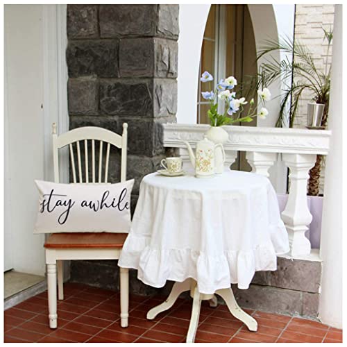 Nydecor Set Of 4 Farmhouse Pillow Covers 12X20 Quote Stay Awhile Be Our Guest Pillow Cover Home Our Happy Place Lumbar Throw Pillow Case For Couch Sofa Porch Chair Guest Room Décor #TOP4