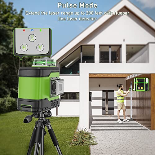 Huepar 3D Cross Line Self-Leveling Laser Level 3 X 360 Green Beam Three-Plane Leveling And Alignment Laser Tool-Switchable Vertical & Horizontal Lines, Li-Ion Battery&Portable Tool Bag Included #TOP4