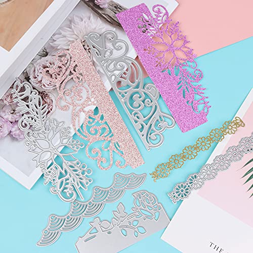 Ioffersuper 9Pcs Flowers Metal Cutting Dies Embossing Stencil Template Happy Birthday Flowers Lace Die Cuts for DIY Handmade Art Crafts Scrapbook Photo Album Paper Gift Card Making