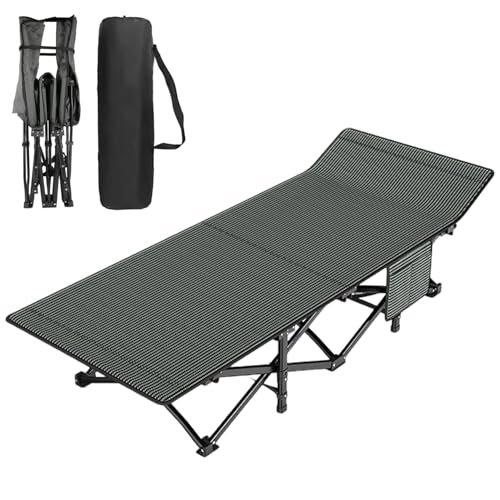 LAUFUY Cama plegable para invitados, cama de camping con bolsa de transporte, 71 x 190 cm, soporta 200 kg, cama plegable para adultos, jardín, viajes, exterior e interior