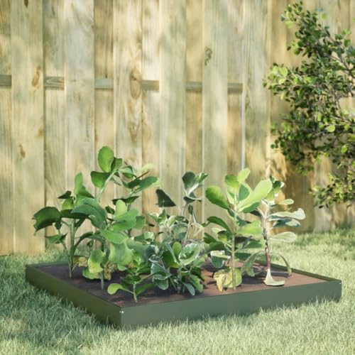 ShGaxin Arriate de Acero Verde Oliva 100x100x18,5 cm, Mesa De Cultivo, Huerto Domestico, Cultivo De Plantas Aromaticas, Arriate De Jardín - 851013