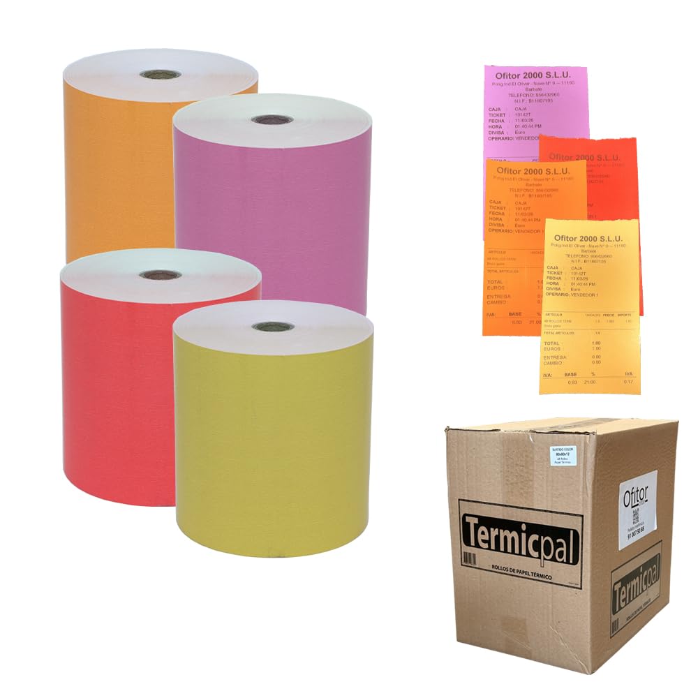 80x80 * 48 Rollos Papel Térmico TERMICPAL Variado