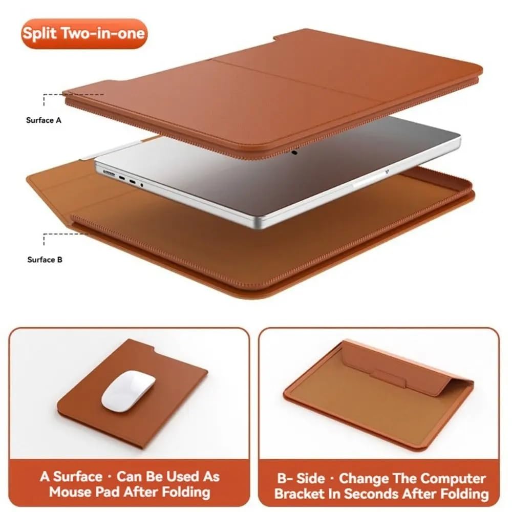 Custodia for laptop in pelle PU da 13-14/15-16 "con chiusura automatica custodia da trasporto multifunzione con supporto adatto for MacBook