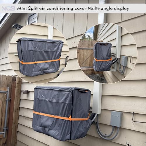 Image of NGB Mini Split Cover for Outside Units,AC Protector for 24000-36000 BTU, 600D Waterproof Air Conditioner Mini Split Cover with Vent Hole,Fits up to 38 inchL x 17 inchW x 32 inchH.Grey.