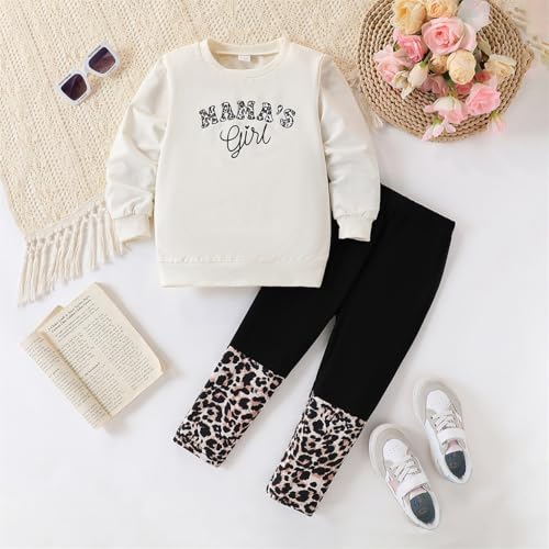 Image of OLMRJKD Kids Toddler Girls Clothes Figure Graphic Drop Shoulder Top Pullover Spotted Print Pants Fall Winter Outfit Set