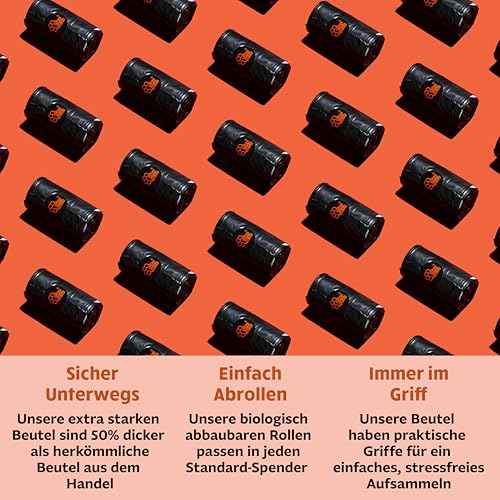 Tuff Pets Extra Stark Kotbeutel für Hunde mit Griffen | Hundekotbeutel Biologisch Abbaubar | Kotbeutel für Hunde Biologisch Abbaubar 50% dicker | Hundekotbeutel Maisstärke | 16 Rollen | 160 Beutel