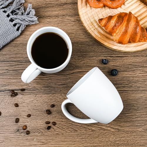 Set de 6 mugs de cerámica blancos mate de 16 oz miniatura 4