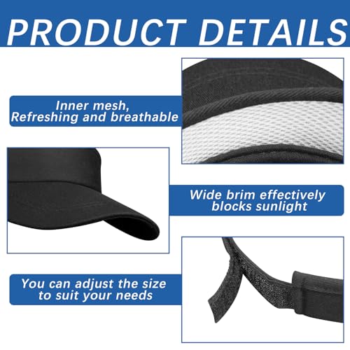 Image of Adjustable Sport Sun Visor Hats Bulk Solid Color Blank Golf Cap Anti Ultraviolet for Beach Tennis Baseball