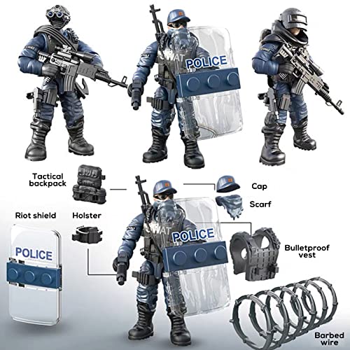 MEIEST SWAT Model Equipment Assembly Building Block Toys,8 PCS City Police Action Mini-Figures with Multiple Military Weapons Accessories,Party Favors Set for Boys and Man - Image 3