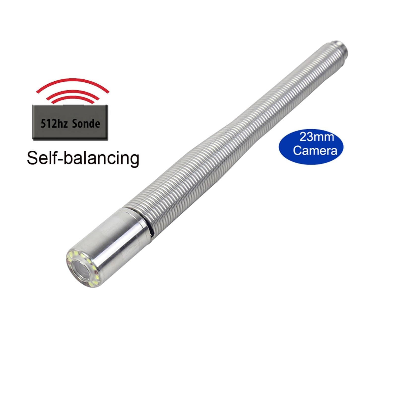 Endoscopio Cable blando de 7mm, 23mm, autoequilibrio automático, contador DVR, endoscopio, cámara inspección tuberías con transmisor y localizador Sonda 512hz(20m,7mm 512Hz Locator 23)