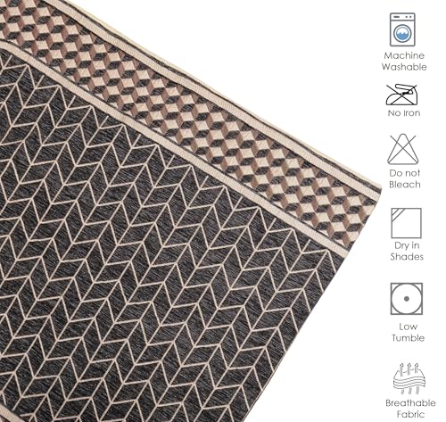 Image of Dark Grey Chenille Woven Anti-Slip 5 Seater Sofa Cover | L-Shape Sofa Seat Protector for Living Room | Durable & Stylish Slipcover - Dark Grey - 3D