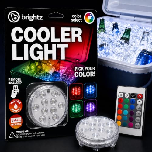 Brightz Cooler Light - Waterproof Color Changing LED Cooler Puck with Remote - Submersible Ice Chest Light & Cooler Accessories for Tailgating Camping Boat Party - Beverage Tub & Ice Bucket Lights